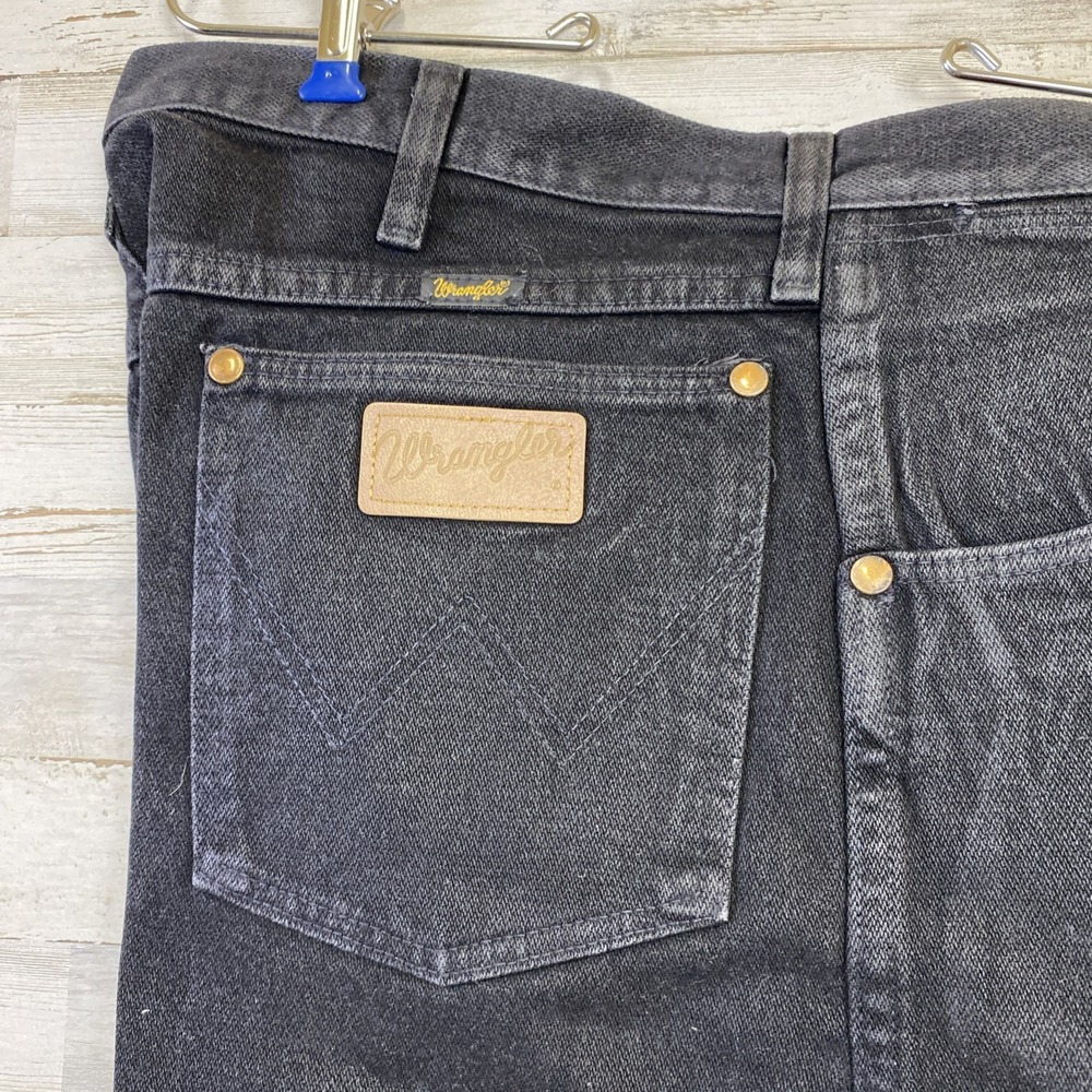 VTG Wrangler Jeans Men 38x32 Black Denim Bootcut Rodeo Western Cowboy - Picture 7 of 11
